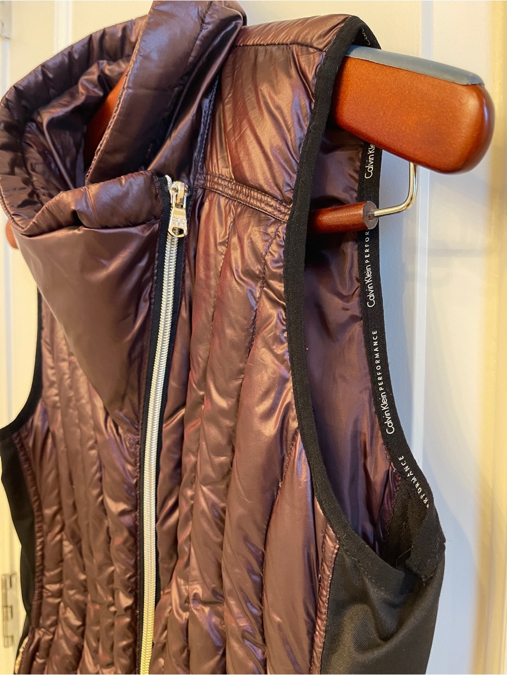 Calvin Klein Performance Down Quilted Asymmetrical Zip Vest - Burgundy - Picture 5 of 7